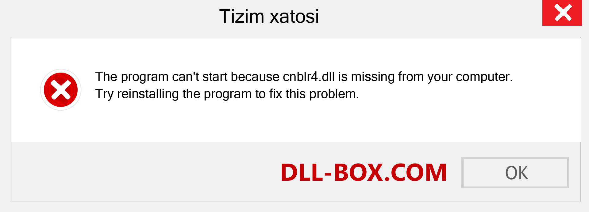cnblr4.dll fayli yo'qolganmi?. Windows 7, 8, 10 uchun yuklab olish - Windowsda cnblr4 dll etishmayotgan xatoni tuzating, rasmlar, rasmlar